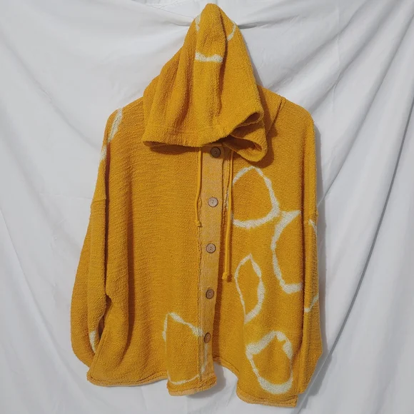 Great Cond. We The Free Mustard Knit Cardigan/Button Up Soft Hoodie Women's M - Picture 8 of 8